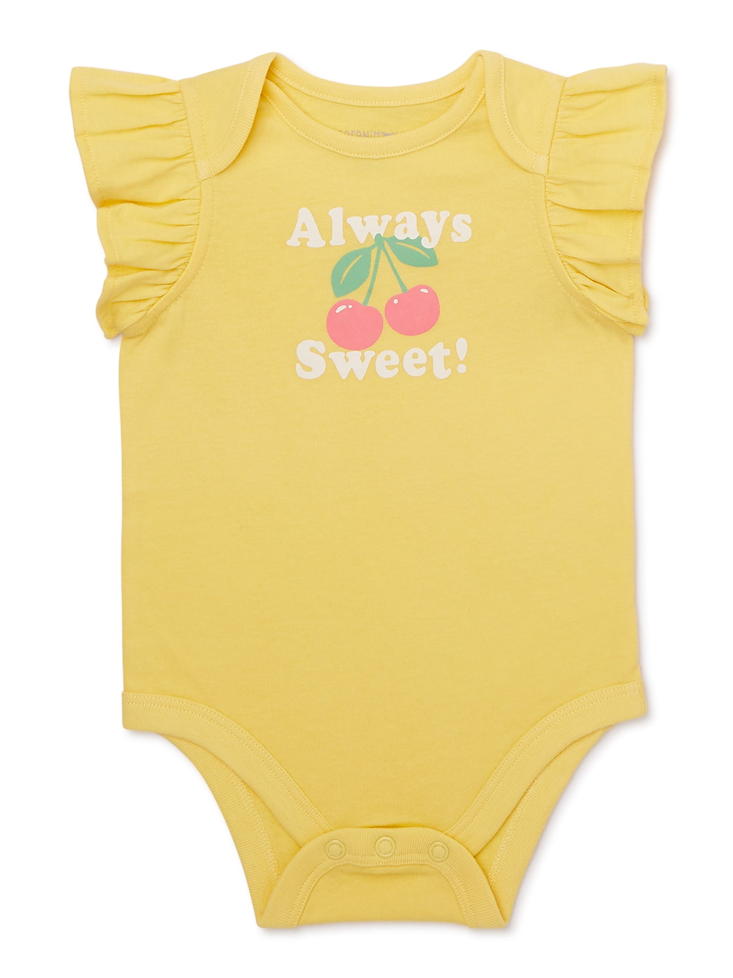 Garanimals Baby Girl Flutter Sleeve Graphic Bodysuit, Sizes 024 Months