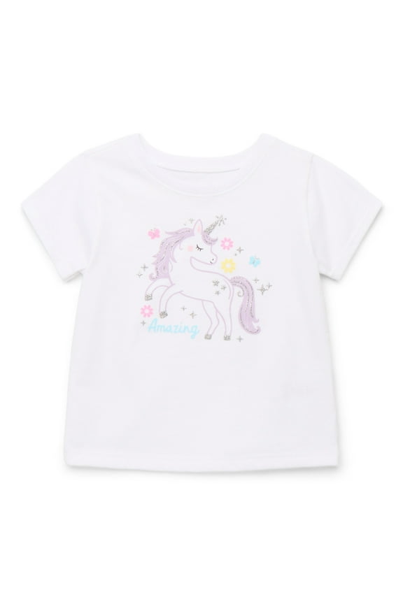 Baby Girl Graphic T-Shirt with Short Sleeves, Sizes 0M-24M