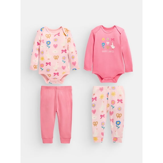 Garanimals Baby Girl Holiday 4 PC outfit Set, Sizes 0M-24M