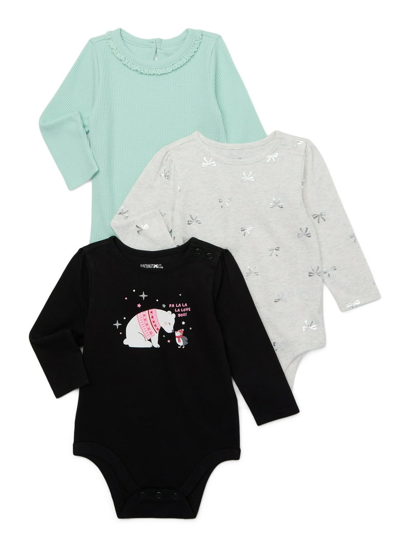 Garanimals Baby Girl Bodysuits 3-Pack, Sizes 0-24 Months