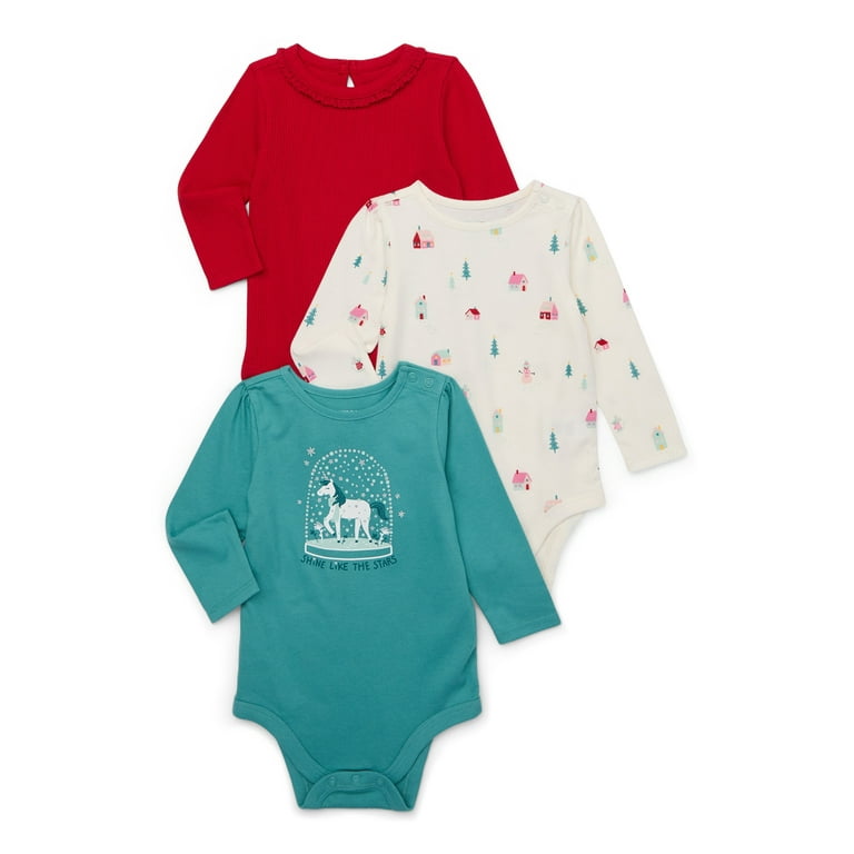 Garanimals Baby Girl Holiday Bodysuits Multipack 3 Pack Sizes 0 24 Months Walmart