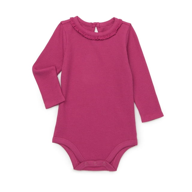 Garanimals Baby Girl Holiday Neck Trim Thermal Bodysuit, Sizes 0-24 Months