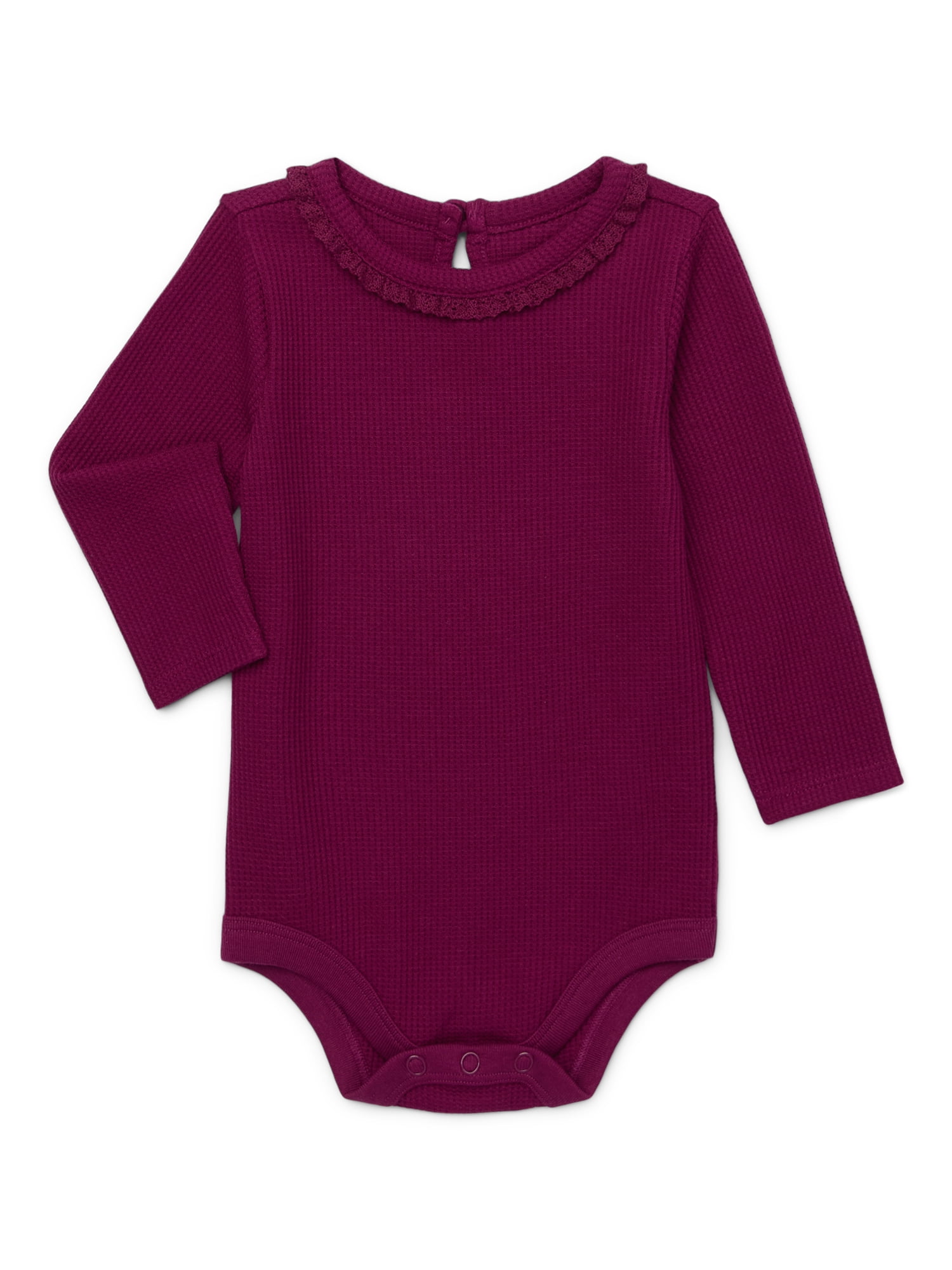 Garanimals Baby Girl Holiday Neck Trim Thermal Bodysuit, Sizes 0-24 Months