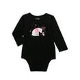 thumbnail image 1 of Garanimals Baby Girl Holiday Shirred Long Sleeve Graphic Bodysuit, Sizes 0-24 Months, 1 of 3