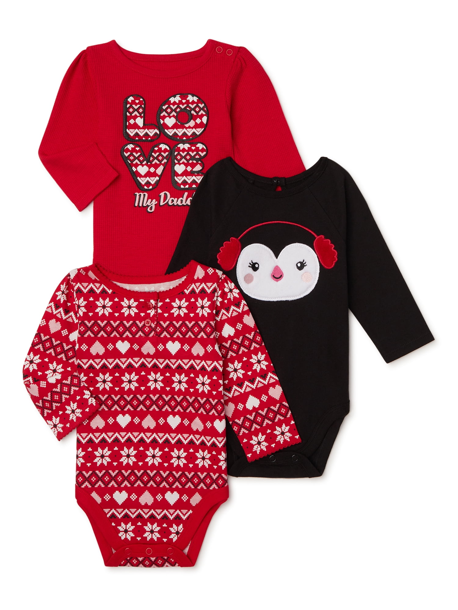 Garanimals Baby Girl Long Sleeve Bodysuit Multipack, 3Pack (0/3M24M