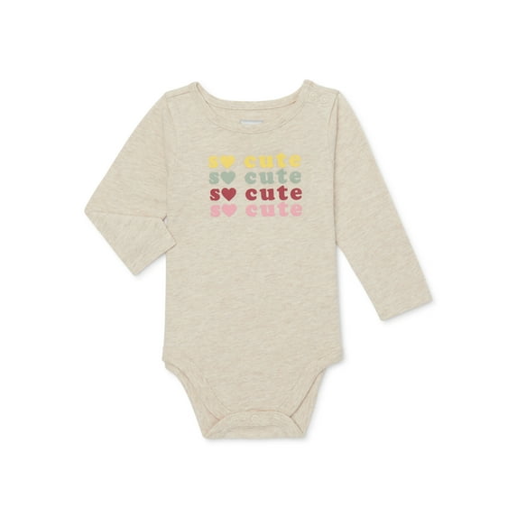 Garanimals Baby Girl Long Sleeve Graphic Bodysuit, Sizes 0-24 Months