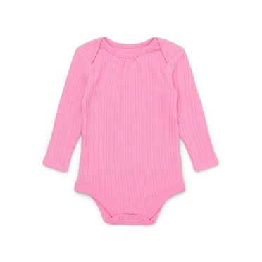 Garanimals Baby Girl Long Sleeve Hacci Rib Bodysuit, Sizes 0-24 Months