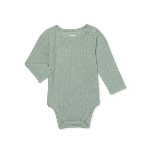 Garanimals Baby Girl Long Sleeve Pointelle Bodysuit, Sizes 0-24 Months