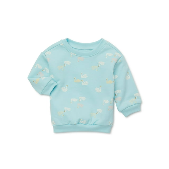 Garanimals Baby Girl Long Sleeve Print Fleece Top, Sizes 0-24 Months ...