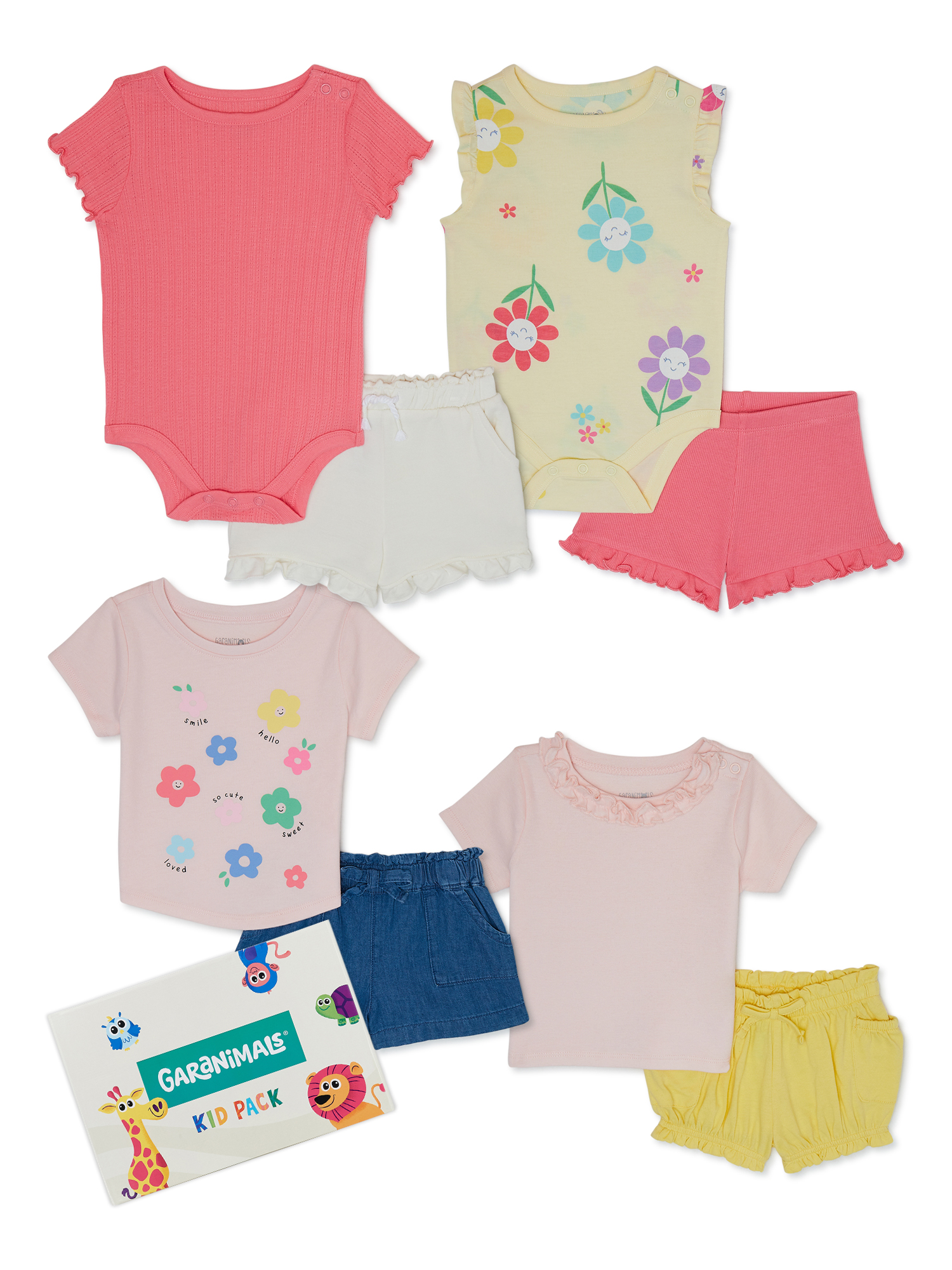 Garanimals Baby Girl Mix and Match Outfit Kid-Pack, 8-Piece, Sizes 0-24 Months - image 1 of 7