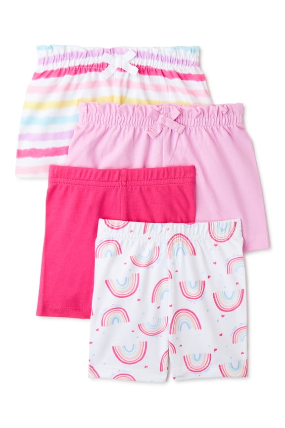 Baby Girl Paperbag & Bike Shorts Multipack, 4-Pack, Sizes 0/3M-24M