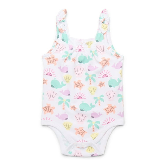Garanimals Baby Girl Printed Jersey Bow Strap Bodysuit, Sizes 0-24 Months