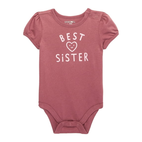 Garanimals Baby Girl Puff Short Sleeve Graphic Bodysuit, Sizes 0-24 Months