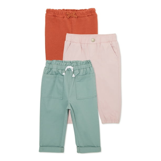 Garanimals Baby Girl PullOn Pants and Joggers, 3Pack, Sizes 0/3M24M
