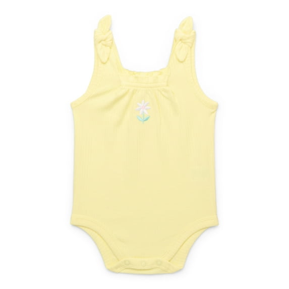 Garanimals Baby Girl Ribbed Bow Strap Bodysuit, Sizes 0-24 Months
