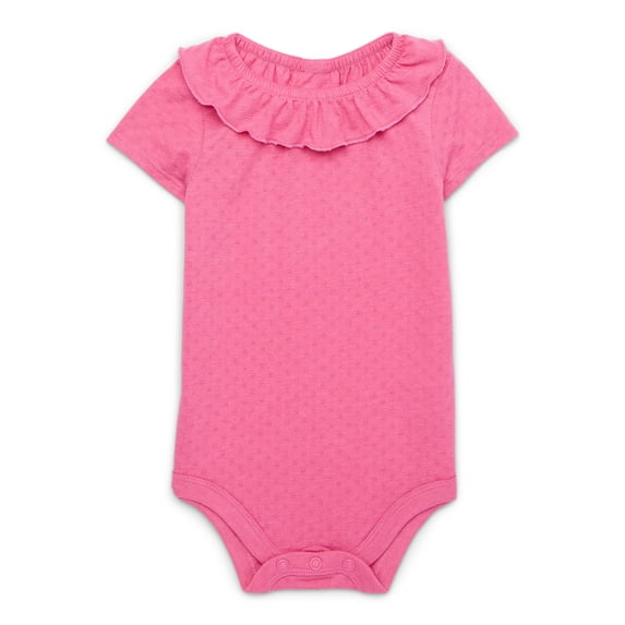 Garanimals Baby Girl Ruffle Collar Pointelle Bodysuit, Sizes 0-24 Months