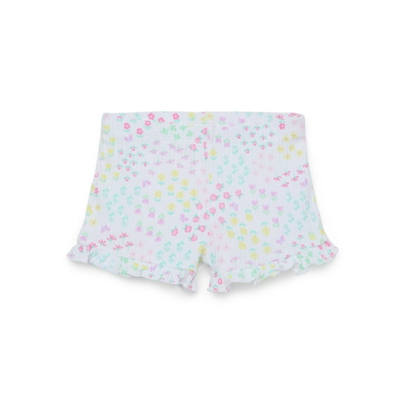 Garanimals Baby Girl Ruffle Edge Printed Rib Shorts, Sizes 0-24 Months