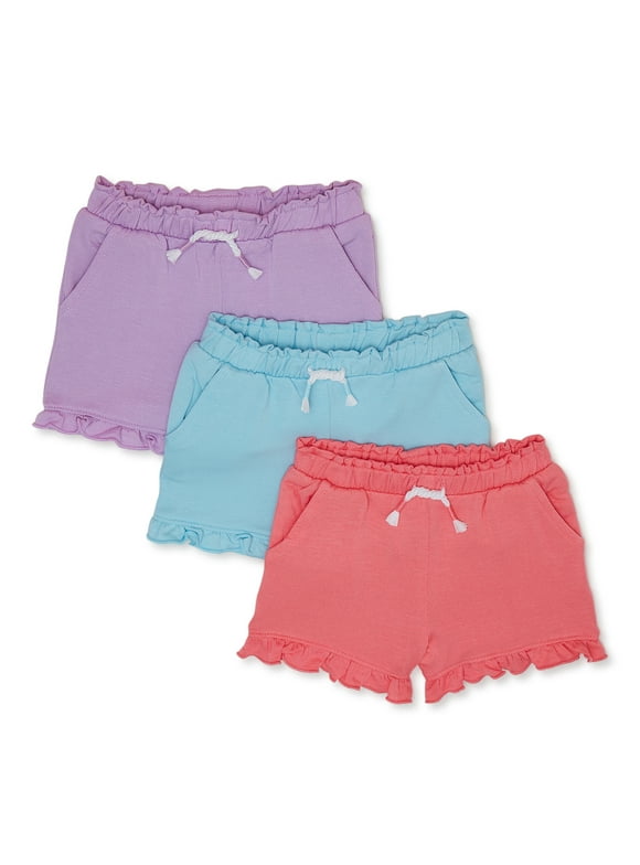 Garanimals Baby Girl Ruffle Shorts Multipack, 3-Pack, Sizes 0-24 Months