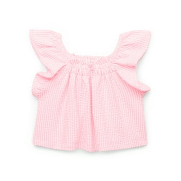 Garanimals Baby Girl Seersucker Flutter Ruffle Top, Sizes 0-24 Months