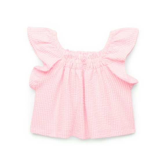 Garanimals Baby Girl Seersucker Flutter Ruffle Top, Sizes 0-24 Months