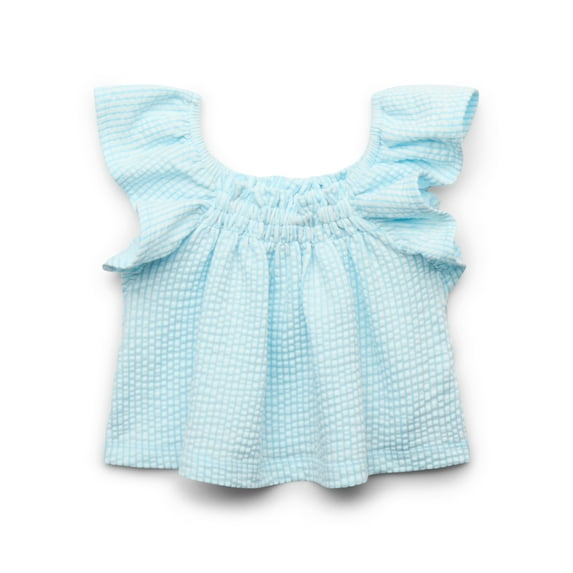 Garanimals Baby Girl Seersucker Flutter Ruffle Top, Sizes 0-24 Months