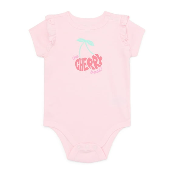 Garanimals Baby Girl Short Inset Ruffle Sleeve Graphic Bodysuit, Sizes 0-24 Months