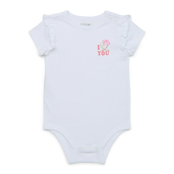 Garanimals Baby Girl Short Inset Ruffle Sleeve Graphic Bodysuit, Sizes 0-24 Months