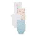 Garanimals Baby Girl Short Sleeve Bodysuit Multipack, 4Pack, Sizes 0