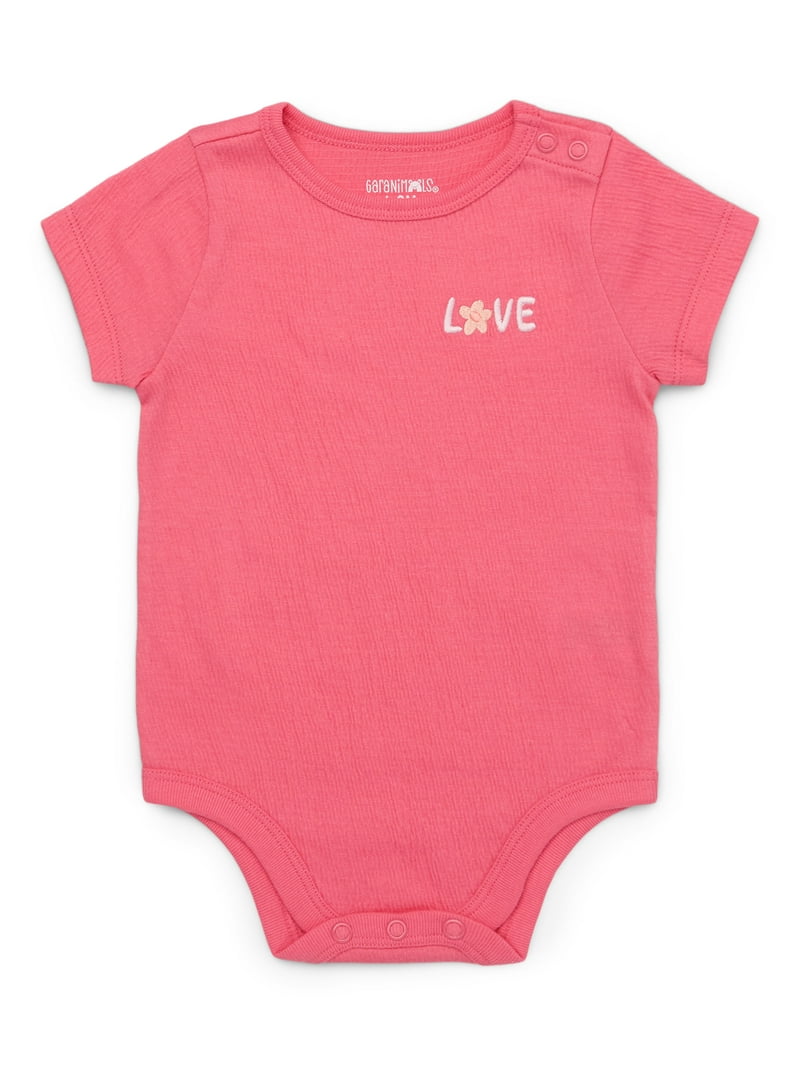 Garanimals Baby Girl Short Sleeve Crinkle Jersey Bodysuit, Sizes