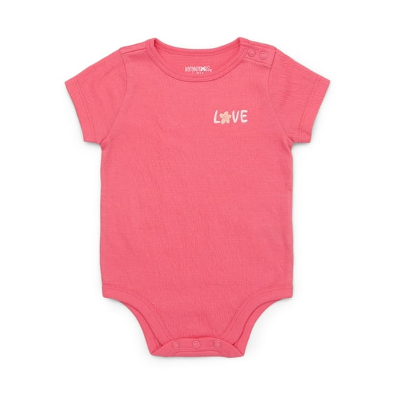 Garanimals Baby Girl Short Sleeve Crinkle Jersey Bodysuit, Sizes 0-24 Months