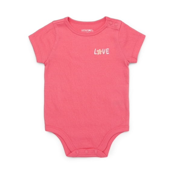 Garanimals Baby Girl Short Sleeve Crinkle Jersey Bodysuit, Sizes 0-24 Months