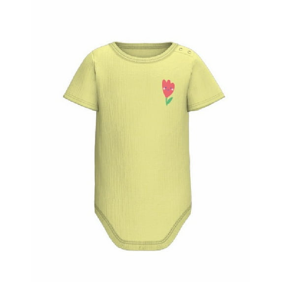 Garanimals Baby Girl Short Sleeve Crinkle Jersey Bodysuit, Sizes 0-24 Months