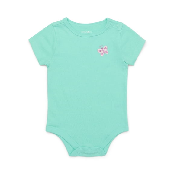 Garanimals Baby Girl Short Sleeve Crinkle Jersey Bodysuit, Sizes 0-24 Months