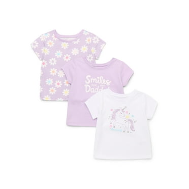 Garanimals Baby Girls’ Graphic Tee with Short Sleeves, 3-Pack, Sizes 0M-24M
