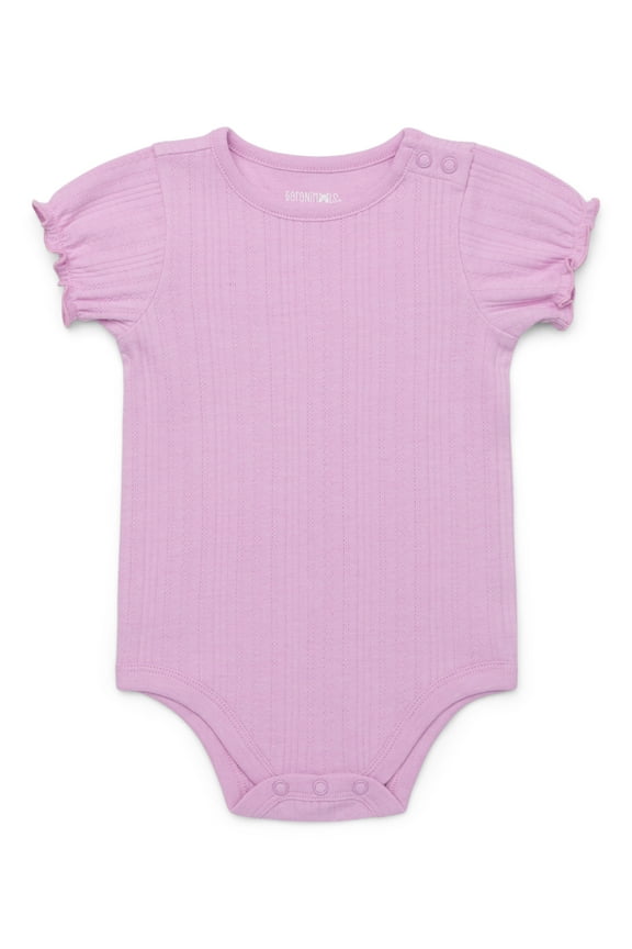 Baby Girl Smocked Short Sleeve Pointelle Bodysuit, Sizes 0-24 Months