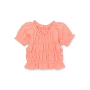 Garanimals Baby Girl Smocked Short Sleeve Top, Sizes 0-24 Months