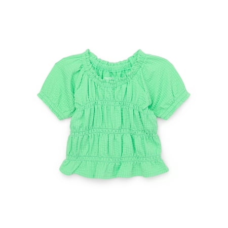 Garanimals Baby Girl Smocked Short Sleeve Top, Sizes 0-24 Months
