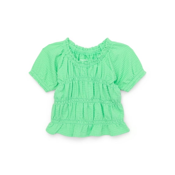 Garanimals Baby Girl Smocked Short Sleeve Top, Sizes 0-24 Months