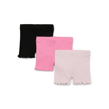 Garanimals Baby Girls Solid Ribbed Ruffle Shorts, 3-Pack, Sizes 0-24M