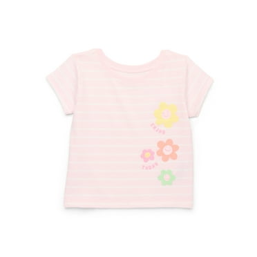 Garanimals Baby Girl Striped Graphic T-Shirt with Short Sleeves, Sizes 0M-24M