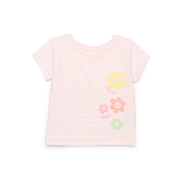Garanimals Baby Girl Striped Graphic T-Shirt with Short Sleeves, Sizes 0M-24M