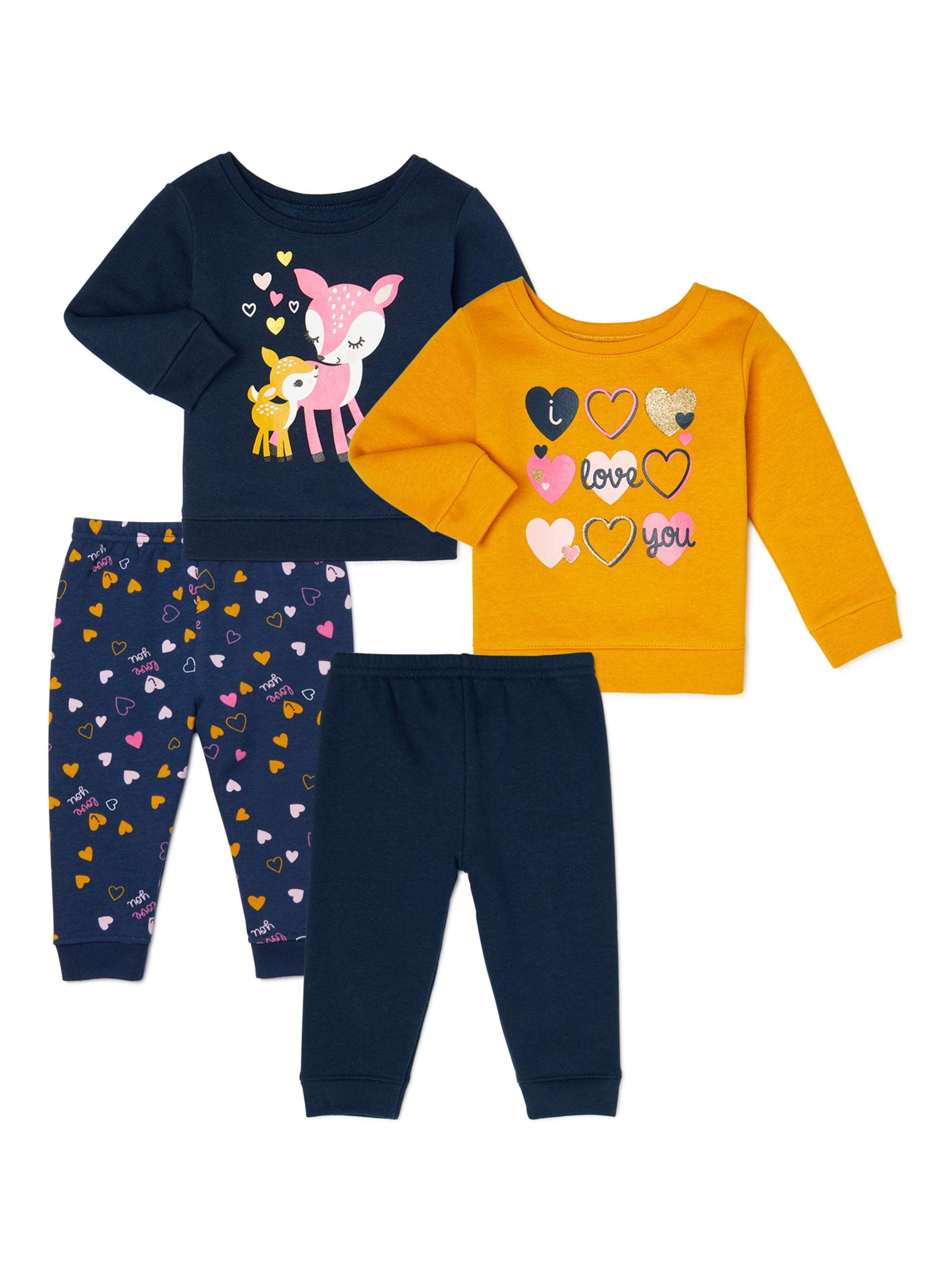 Garanimals Baby Girl Sweatshirt & Sweatpants Outfit Set Multi Pack, 4