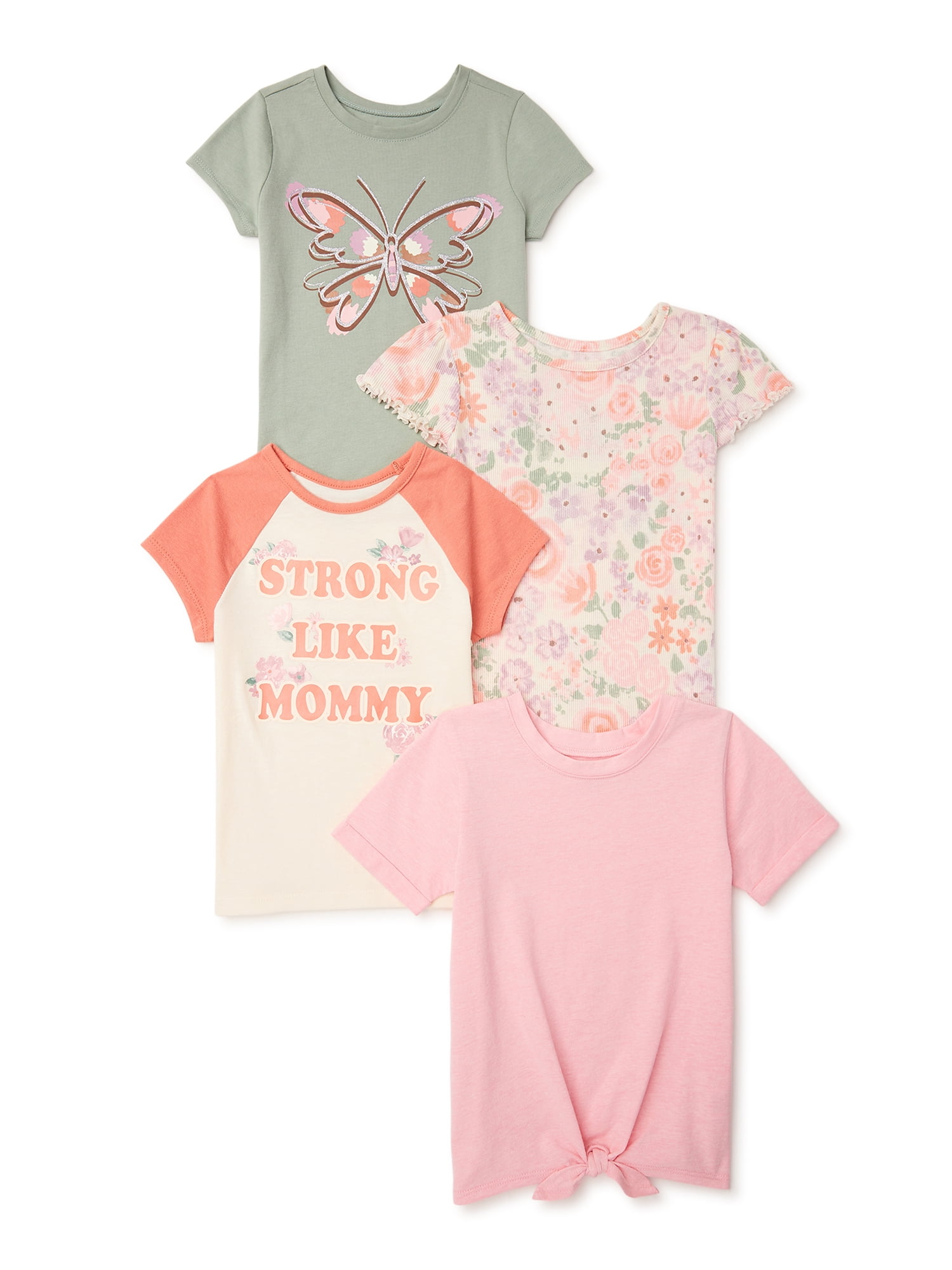 Garanimals Baby Girl & Toddler Girl Graphic & TieFront Short Sleeve T