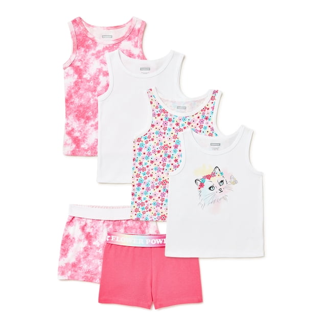 Garanimals Baby Girl & Toddler Girl Tank Top and Shorts Multipack, 6