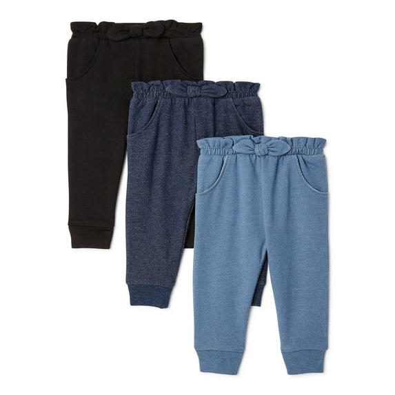 Garanimals Baby Girls’ Basic Joggers, 3-Pack, Sizes 0/3M-24M