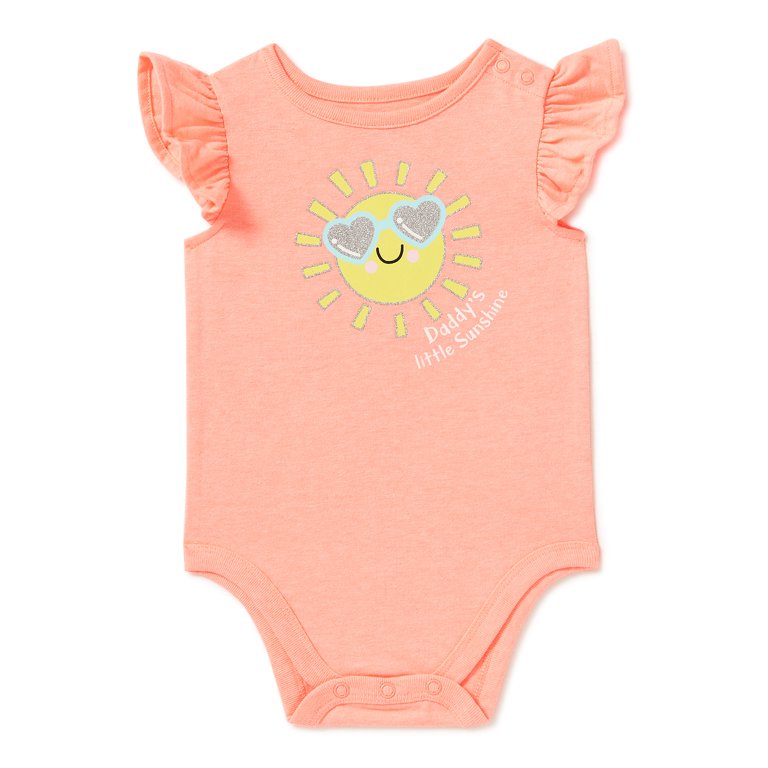 Garanimals Baby Girls Daddy's Little Sunshine Smiling Sun Graphic Bodysuit  (0/3M-24M) 