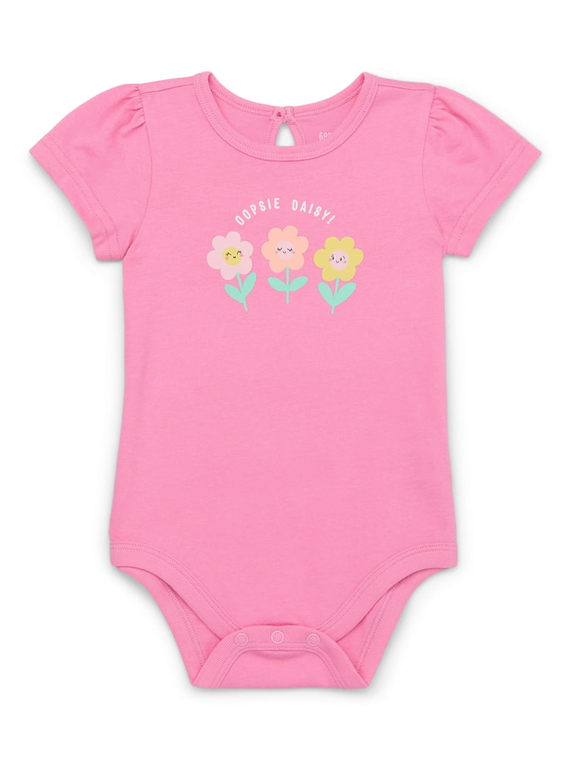 Baby♡G Garanimals Baby Girl Puff Cap Sleeve Graphic Bodysuit, Sizes