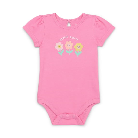 Garanimals Baby Girl Puff Cap Sleeve Graphic Bodysuit, Sizes 0-24 Months