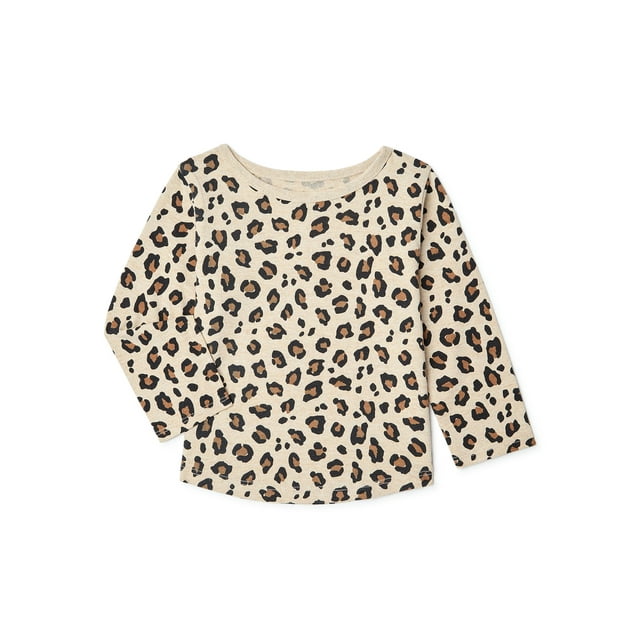 Garanimals Baby Girls Leopard Print Long Sleeve Tee, 0/3M-24M