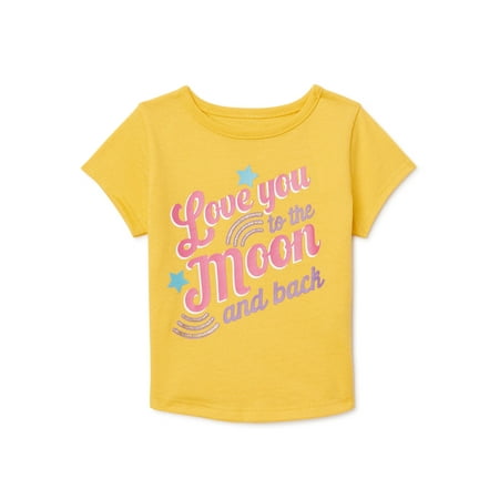 Garanimals Baby Girls' Love You To The Moon And Back Graphic Short Sleeve T-Shirt, Sizes 0/3M-24M
